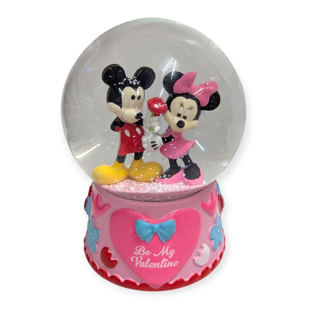 Disney Mickey and Minnie Mouse Be My Valentine Musical Snow Globe Pink‎ Heart